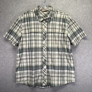 Simms Shirt Mens Large Beige Plaid Brrr Stretch Short Sleeve Fishing Button Up